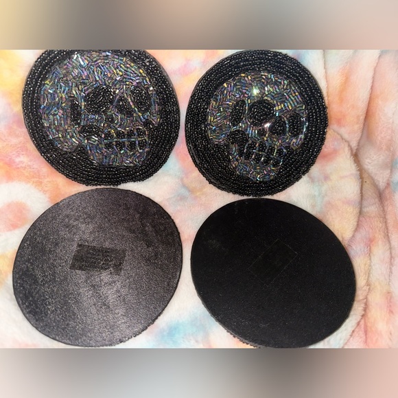 Iridescent Skull Beaded Coasters - set of 4 - Picture 5 of 8